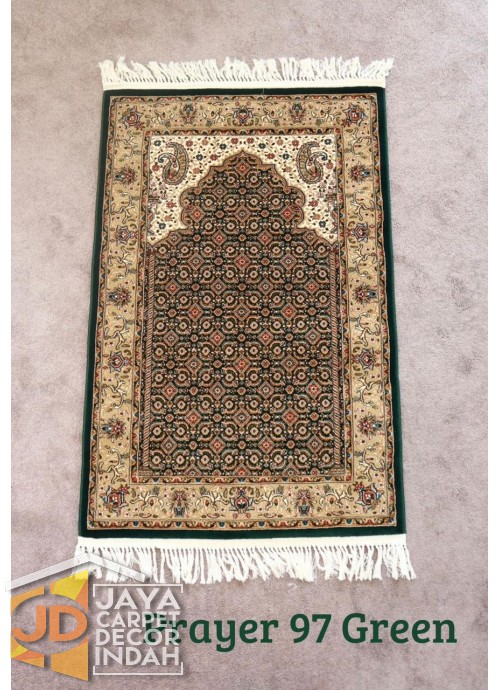 Sajadah Imam  Solomon  motif Prayer 97 Green ukuran 80 cm x 120 cm 